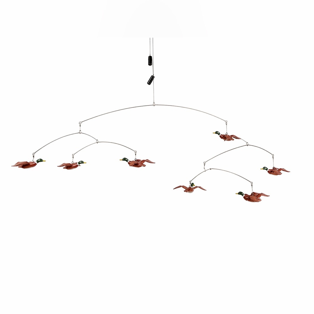 Vintage Flying Duck Mobile Hanging Mallards Wire Balance Sculpture Cabin Decor